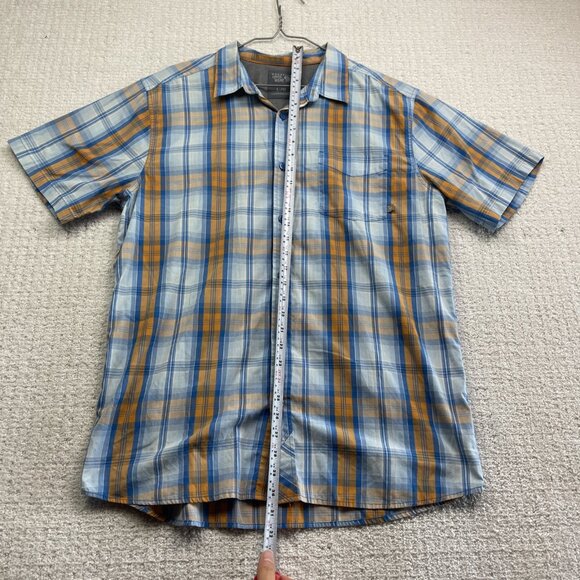 Mountain Hardwear Men's Shirt L Plaid Short Sleeve Outdoors Hiking Blue / Orange - Picture 8 of 14